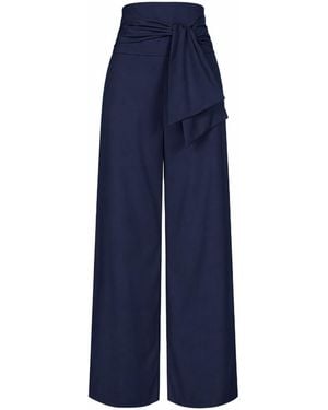 Marianna Déri Wide-Leg Trousers With Tie Belt - Blue