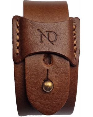 N'damus London Finsbury Natural Grain Leather Bracelet With Brass Button - Brown