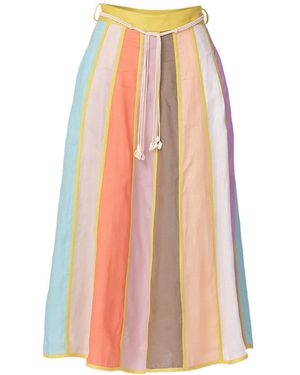 Smart and Joy Wide Stripes Trapeze Skirt - Pink