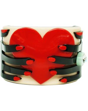 Gissa Bicalho Acrylic Handmade Bracelet Hands & Heart & Rose - Black