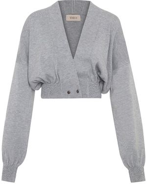 Theo the Label 'Nomia Cropped Cardigan - Grey