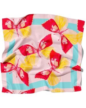 J6R6 Cali Square Small Silk Twill Butterfly Scarf - Pink