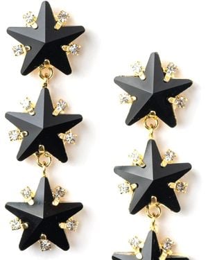 Achala Handcrafted Via Delle Stelle Star Earrings - Black