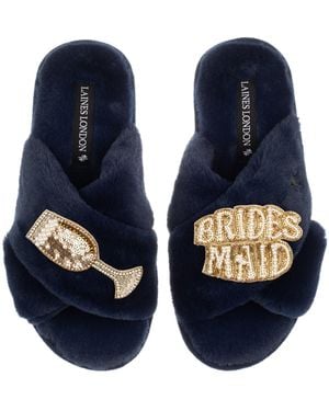 Laines London Classic Laines Slippers With Bridesmaid Brooches - Blue