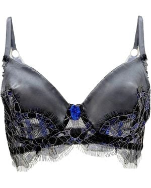 Carol Coelho Salkantay Lace & Satin Bra - Blue