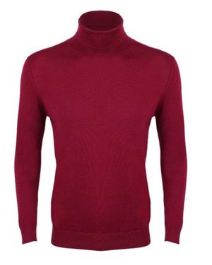 DAVID WEJ Dixon Light Wool Turtleneck Jumper – Plum - Red