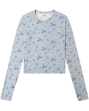 Cloud Haven Long Sleeve Dog Ditsy Printed Tee - Blue