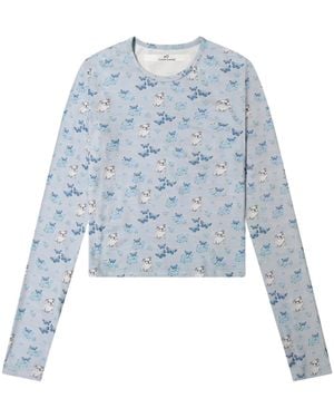 Cloud Haven Long Sleeve Dog Ditsy Printed Tee - Blue