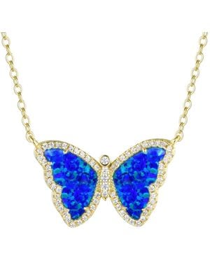 KAMARIA Opal Butterfly Necklace With Crystals - Blue