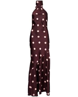Amy Lynn Baia Burgundy Polka Dot Halterneck Maxi Dress - Purple