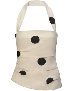 NUAJE NUAJE Neutrals Eclipse Pleated Halter Top - Natural