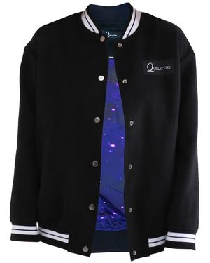 Quillattire Wool Spaceman Embroidered Bomber Jacket - Black