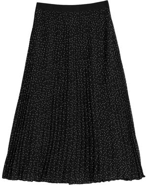 Louche Riley Raindrop Pleated Midi Skirt - Black