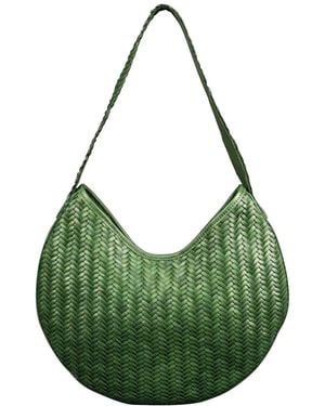 Rimini Hand Weaving Leather Shoulder 'Susanna' - Green