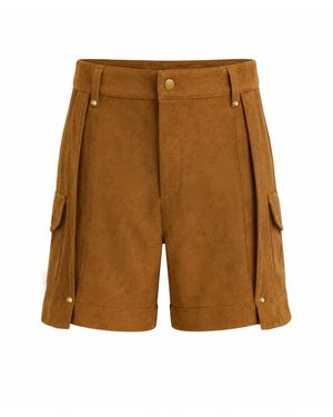 Luroq London Box Pleat Shorts - Brown