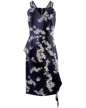 Smart and Joy Tailored V-Neck Denim Dress - Blue