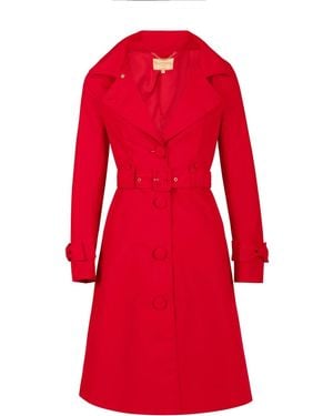 Santinni 'Ingrid' Raincoat With Detachable Hood & Bows - Red