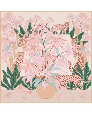 Jessie Zhao New York Double Sided Silk Scarf Of Jungle Gathering - Pink