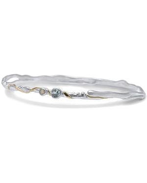 Isla Silver Delicate Opal & Topaz Sterling Bangle - White