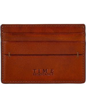 Time Resistance Cognac Leather Credit Card Case Business Card Case - Brown