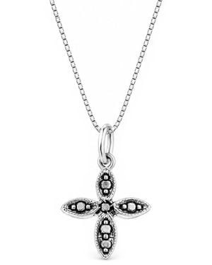 Unaloe Floral Cross Pendant Necklace – Sterling - Metallic