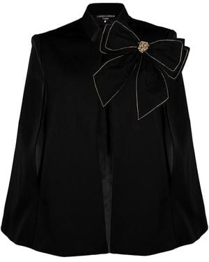 Laines London Laines Couture Tailored Cape With Embellished & Bow - Black