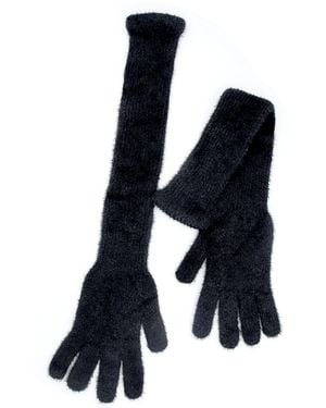 Maison Bogomil Feather-Knit Opera Gloves - Blue