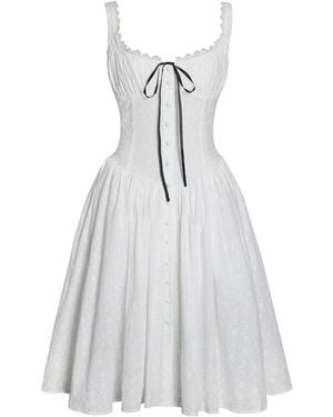 Miss Circle New York Madison Cotton Eyelet Square Neck Midi Dress - White