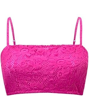 Why Mary Hot Lace Crop Top - Pink