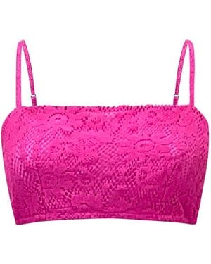 Why Mary Hot Lace Crop Top - Pink