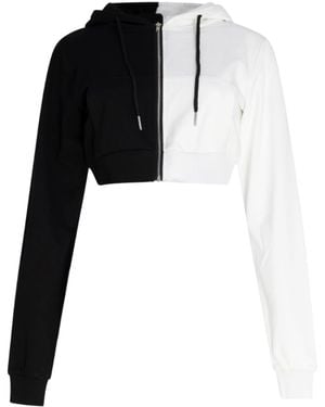 Circular Path Two Tone Crop Hoodie - Black