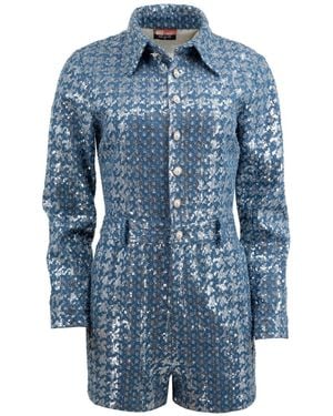 Maui X Lolita Moné Sequin Denim Romper - Blue
