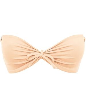 Terra Dea Reversible Bandeau Bikini Top In Peach & Ivory - Natural
