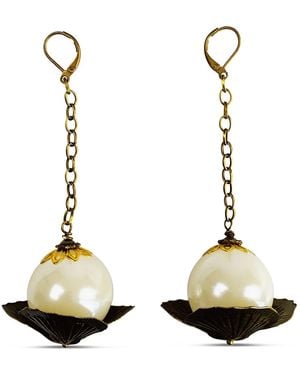 Bellus Domina Large Lotus Flower Earrings - White