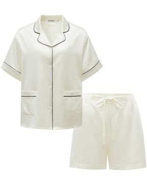 NOT JUST PAJAMA Timeless Collection Silk Short Pyjama Set - White