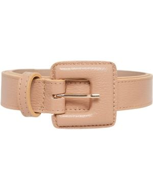 BeltBe Neutrals Mini Square Narrow Leather Belt - Brown