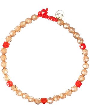 Tillie Beads Burly Wood Daily Wear Carnival Bead Necklace - Red