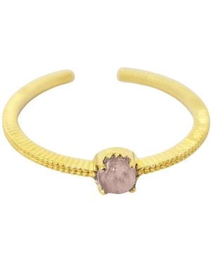 Harfi Rose Quartz Fits All October Birthstone Ring - Metallic