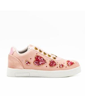 Rettrose Neriah Luxury Satin Handmade Embellished Tennis Shoe - Pink
