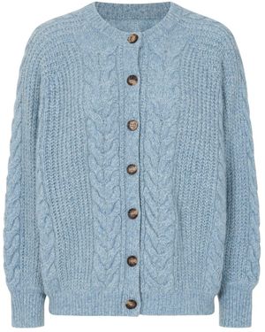 Loop Cashmere Silk Cashmere Blend Cable Cardigan - Blue