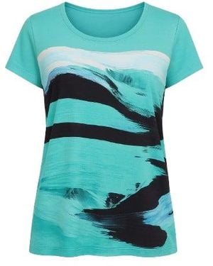 Conquista Short Sleeve Print Top By - Green