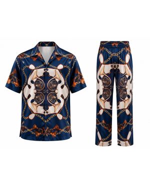 Hustle Music Is The Answer Satin-Set - Blue