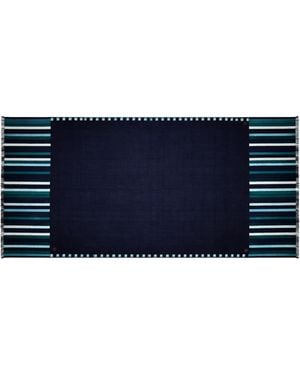 Pink Maharani Cashmere Shawl With & Embroidery And Fringes - Blue