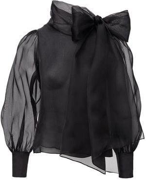 Lita Couture Sheer Organza Blouse - Black