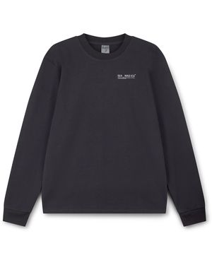 Sea_Washed Organic Cotton Long Sleeve Top - Blue