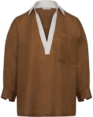 The Summer Edit Lola Luxe Linen Tunic Shirt - Brown