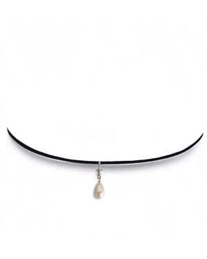 Leni James The Francesca Pearl Drop Choker - White