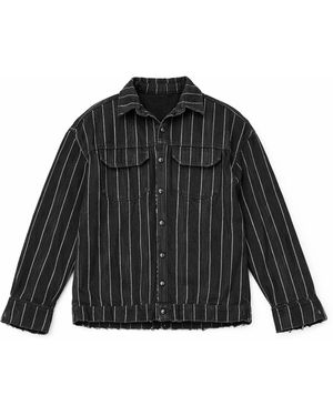 mysimplicated Broken Stripes Denim Jacket - Black