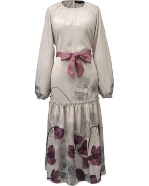 Smart and Joy Placement Floral Print Blouse-Dress - White