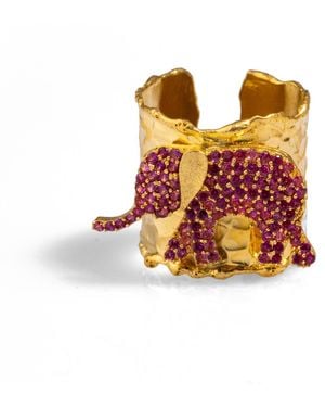Ebru Jewelry Guardian Elephant Chunky Adjustable Ring - Orange